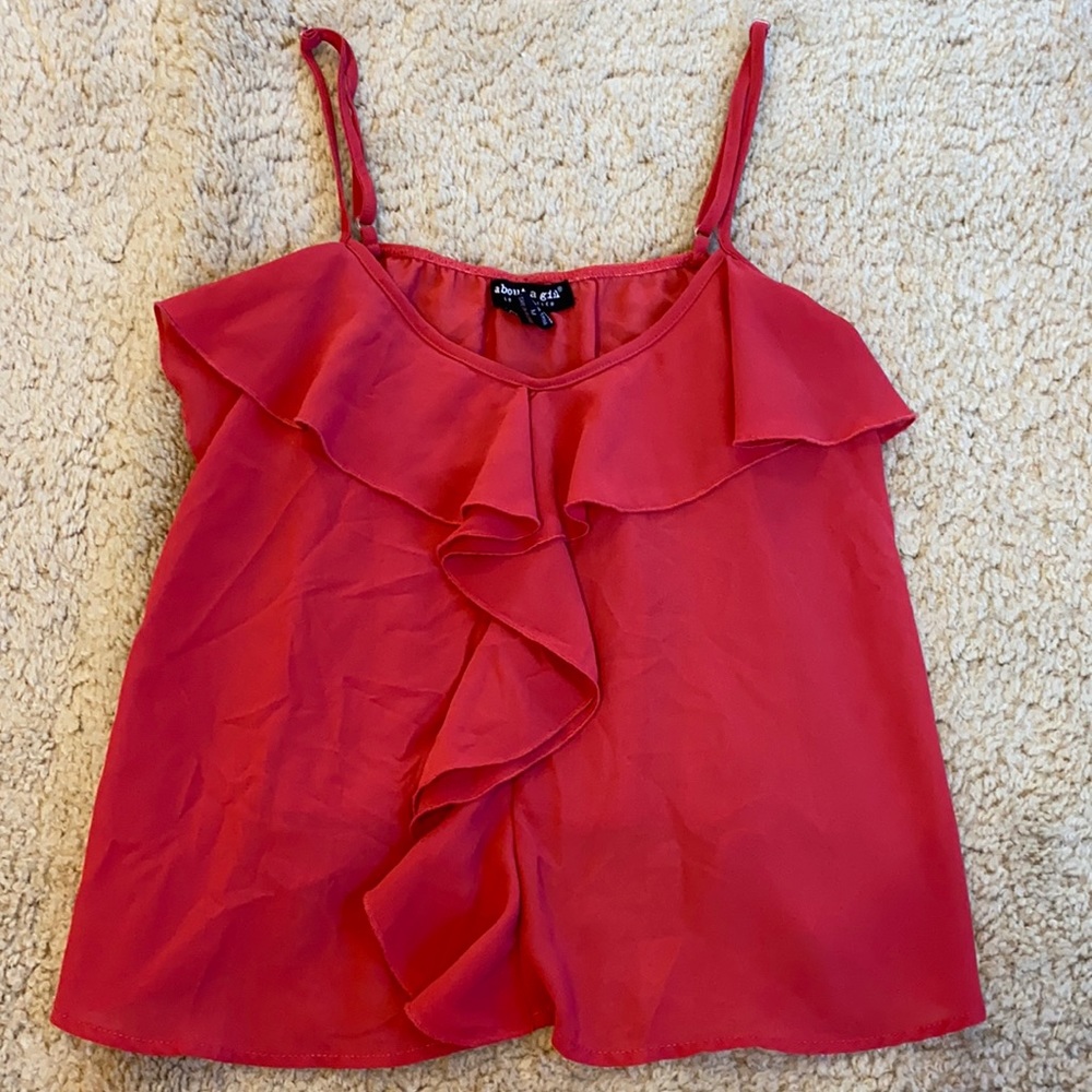 Cute deep pink ruffle tank with adjustable straps